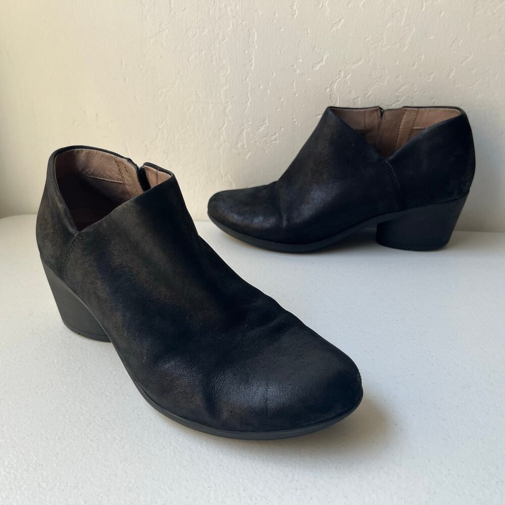 Dansko Raina Ankle Boots Nubuck Leather Burnished Black Size EU 38/US 7.5-8